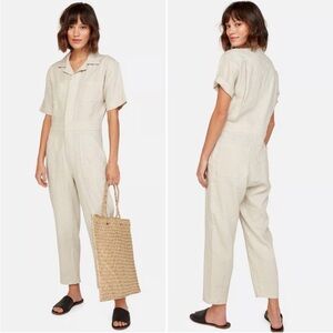 NWOT MATE the Label Linen Short Sleeve Utility Jumpsuit | Size M